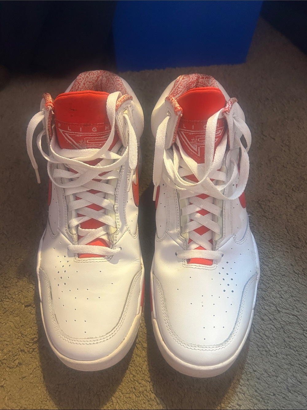 Nike Air Flight Mid in White and University Red